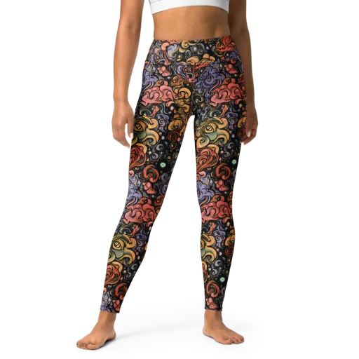Psychedelic Brocade on a Yoga Leggings