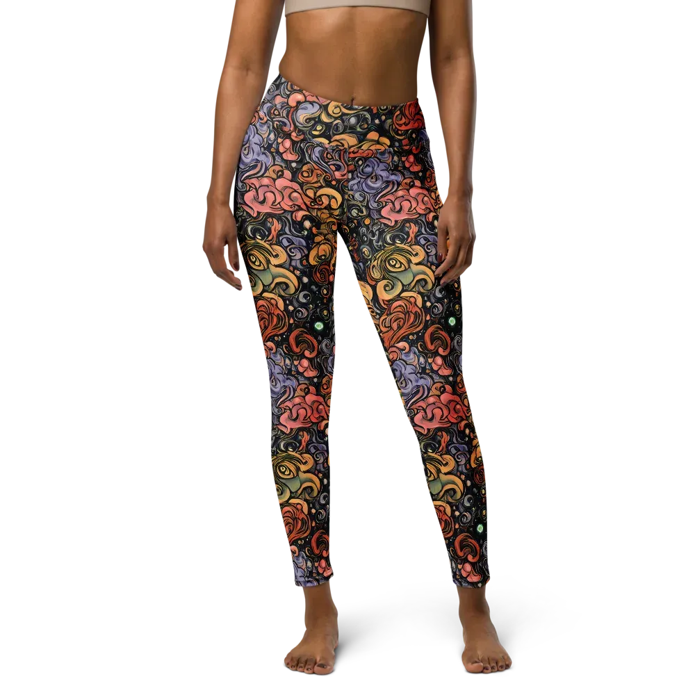 Psychedelic Brocade on Yoga Leggings — Front