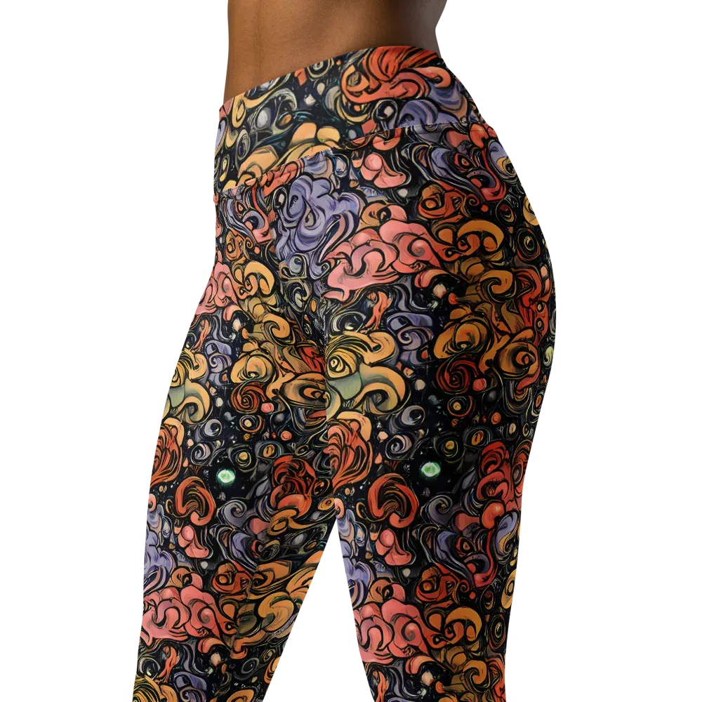 Psychedelic Brocade on Yoga Leggings — Left Front