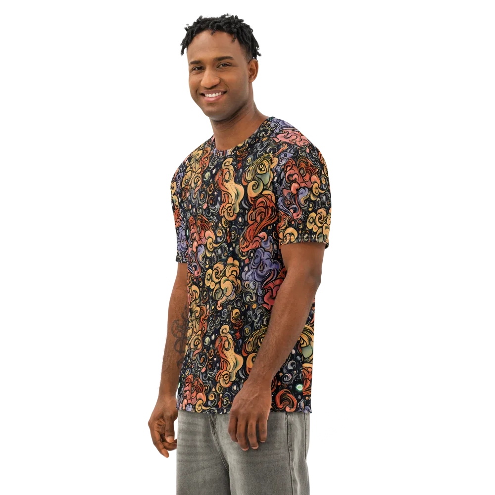 Psychedelic Brocade on Men's Cotton Crew Neck T-Shirt — Left Front