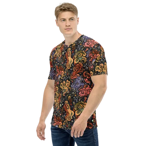Psychedelic Brocade on a Men's Crew Neck T-Shirt