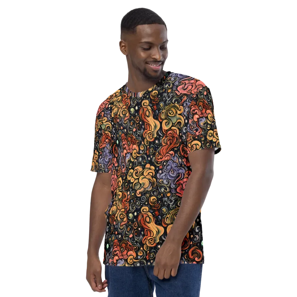 Psychedelic Brocade on Men's Crew Neck T-Shirt — Left