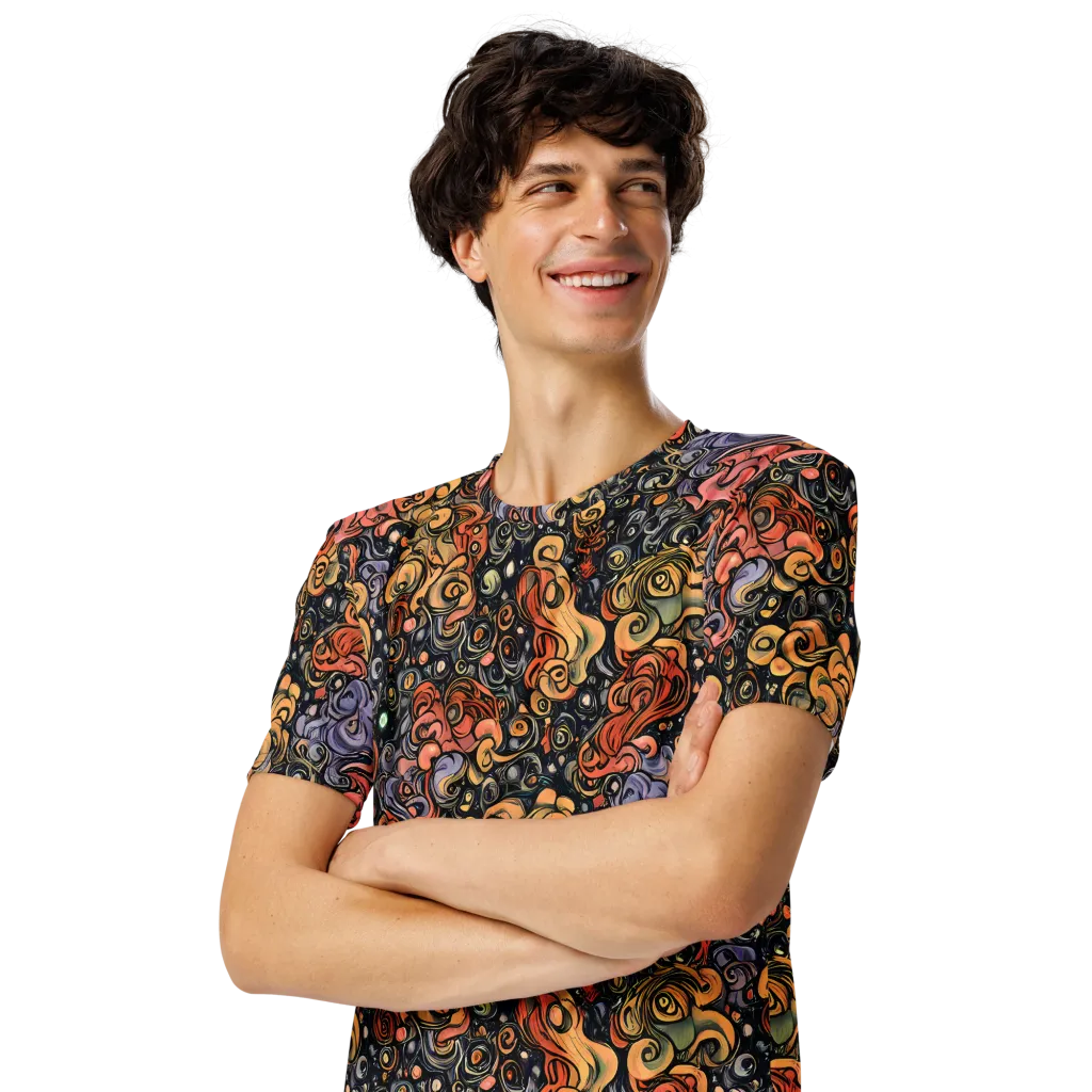 Psychedelic Brocade on Men's Crew Neck T-Shirt — Left Front