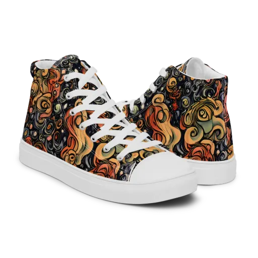 Psychedelic Brocade on a Men's High Top Canvas Shoes