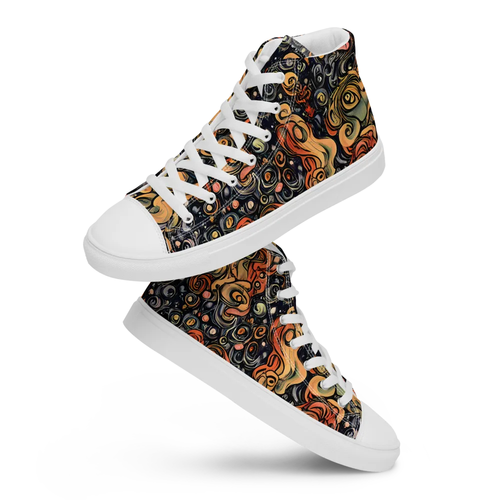 Psychedelic Brocade on Men's High Top Canvas Shoes — Front