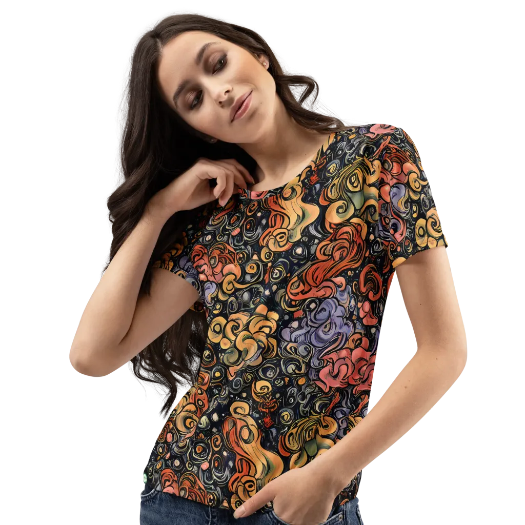 Psychedelic Brocade on Women's Crew Neck T-Shirt — Left Front