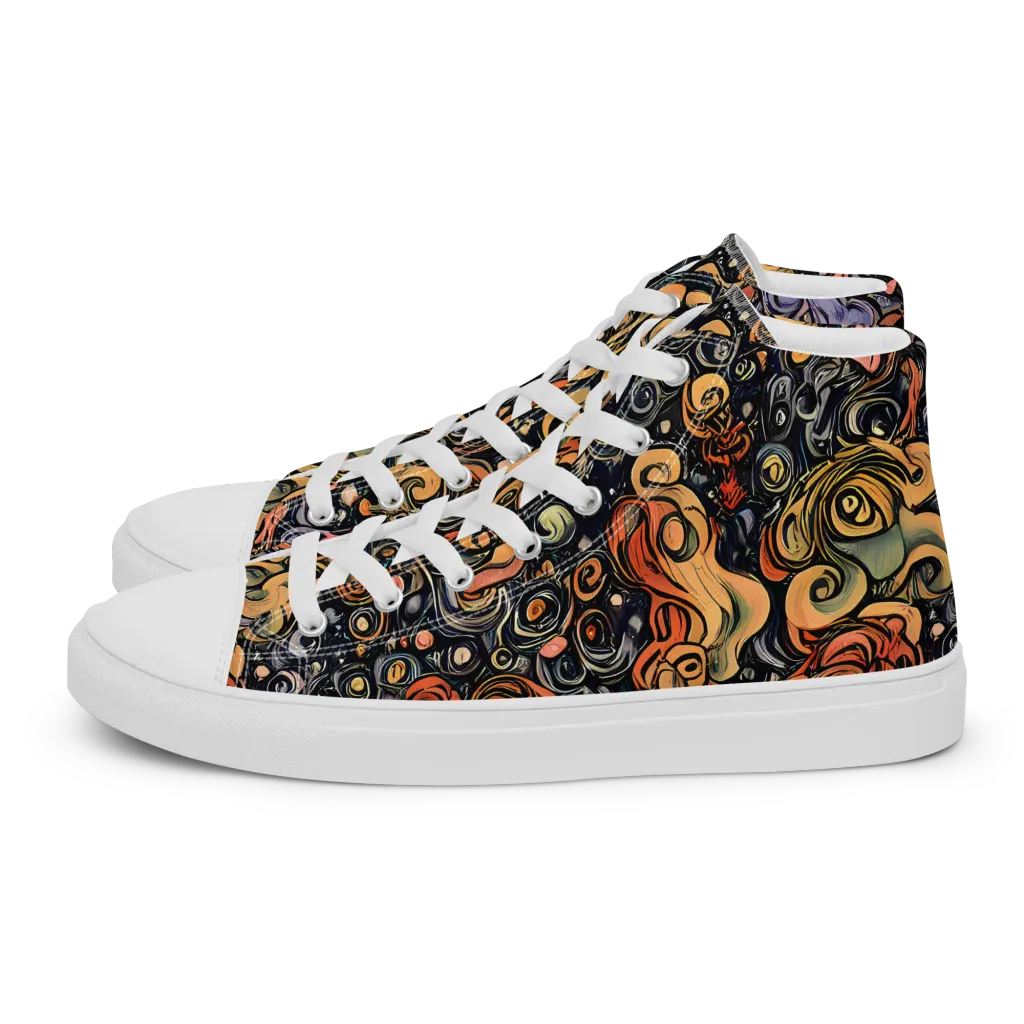 Psychedelic Brocade on Women's High Top Canvas Shoes — Left