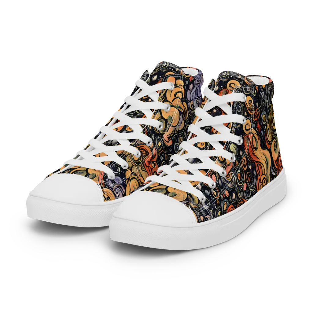 Psychedelic Brocade on Women's High Top Canvas Shoes — Left Front