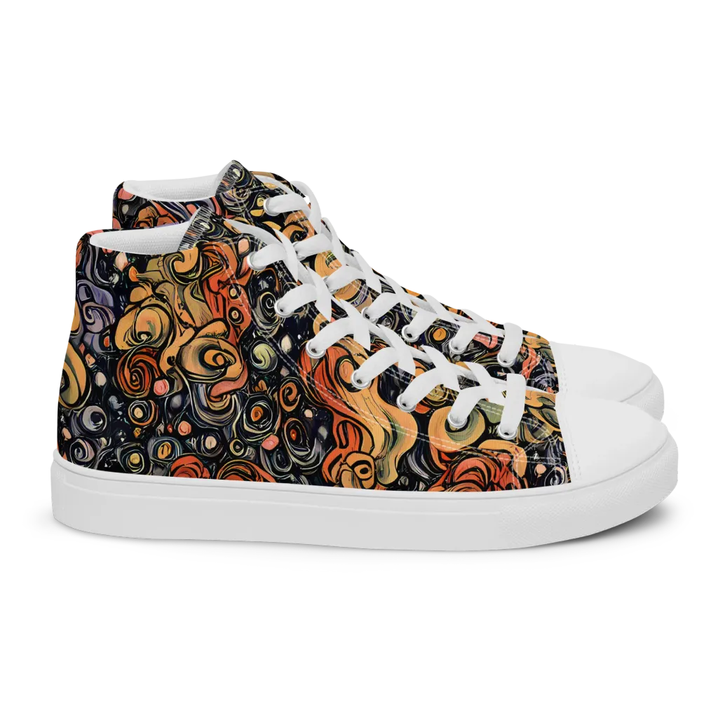 Psychedelic Brocade on Women's High Top Canvas Shoes — Right