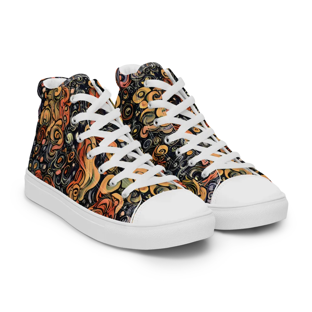 Psychedelic Brocade on Women's High Top Canvas Shoes — Right Front
