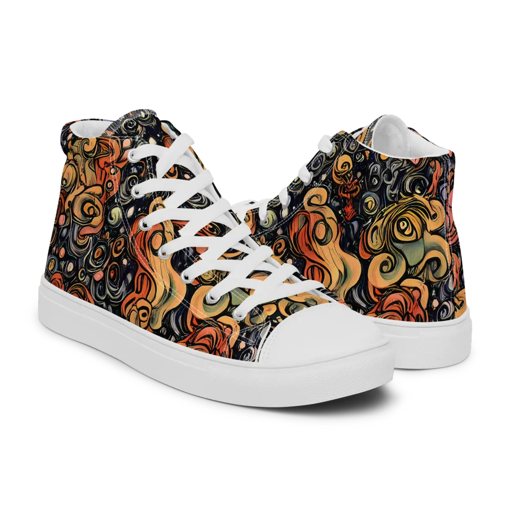 Psychedelic Brocade on Women's High Top Canvas Shoes — Right