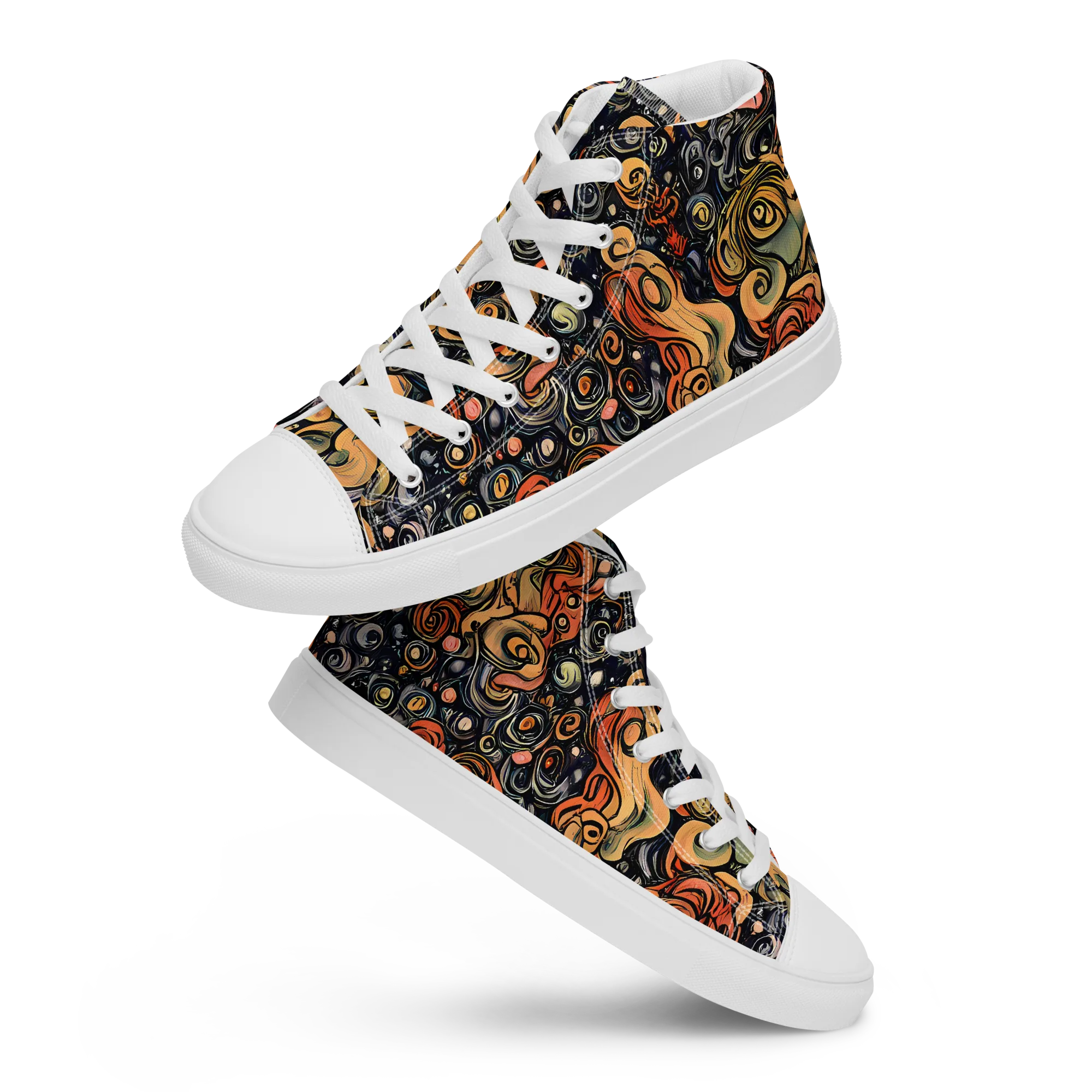 Psychedelic Brocade on Women's High Top Canvas Shoes — Front