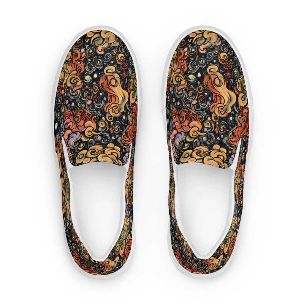 Psychedelic Brocade on Men's Slip-On Canvas Shoes — Front