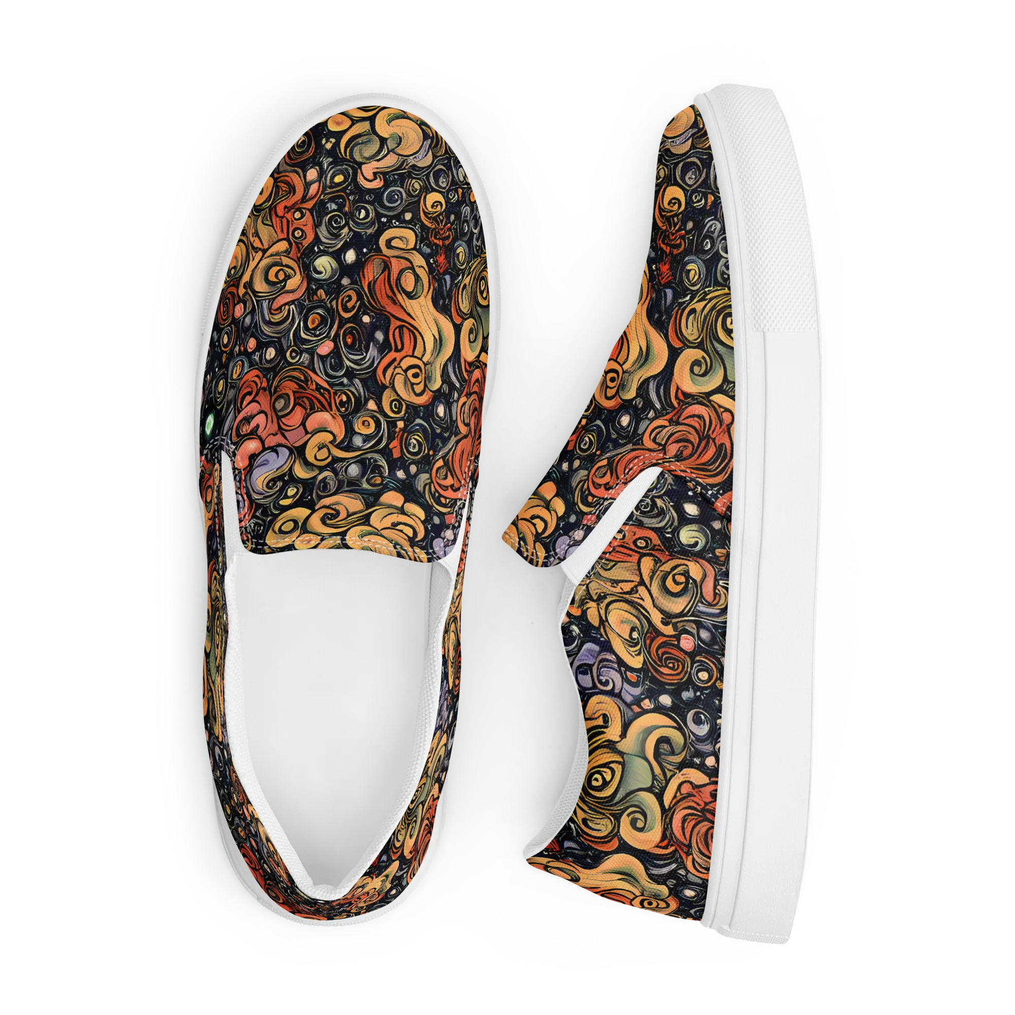Psychedelic Brocade on Men's Slip-On Canvas Shoes — Front