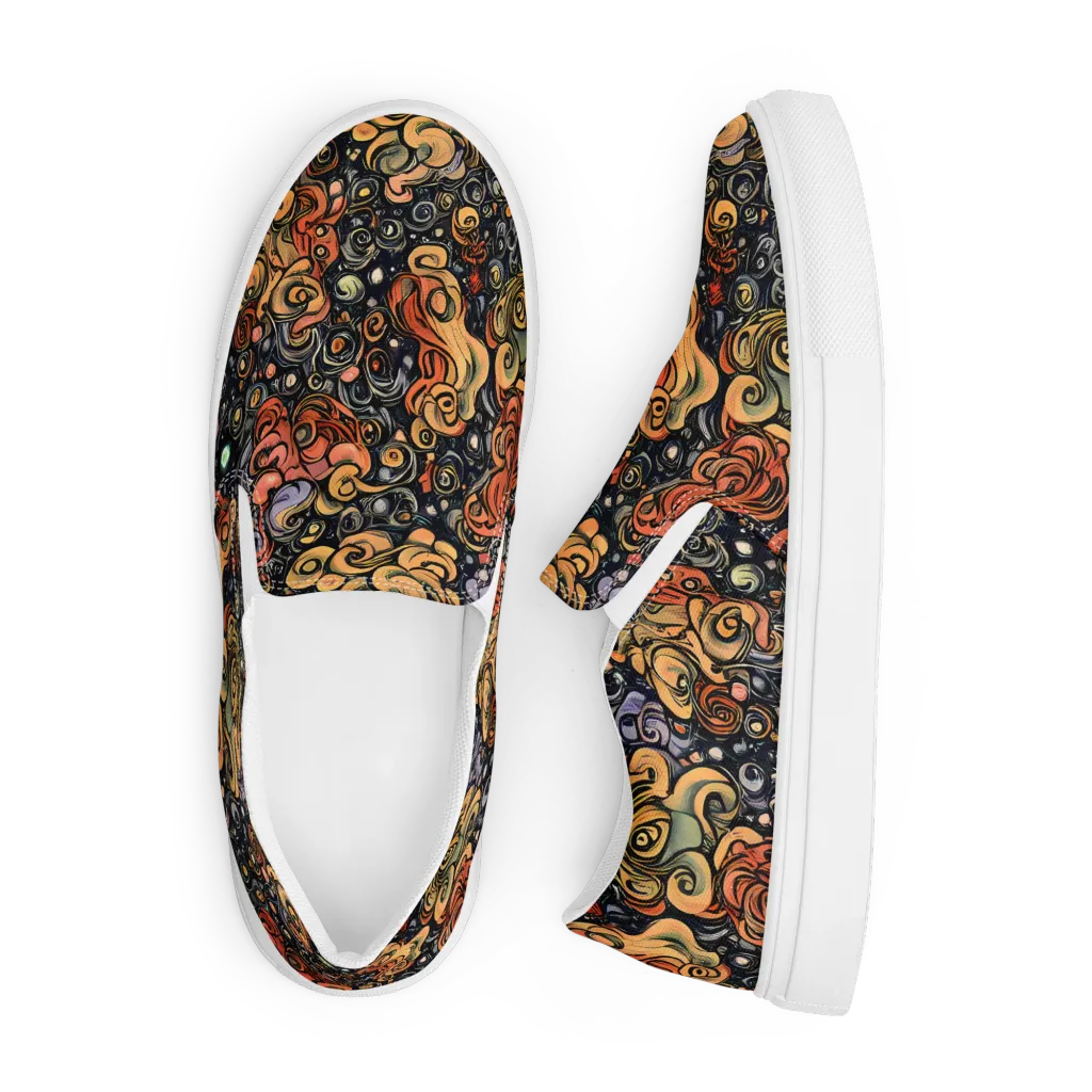 Psychedelic Brocade on Men's Slip-On Canvas Shoes — Front