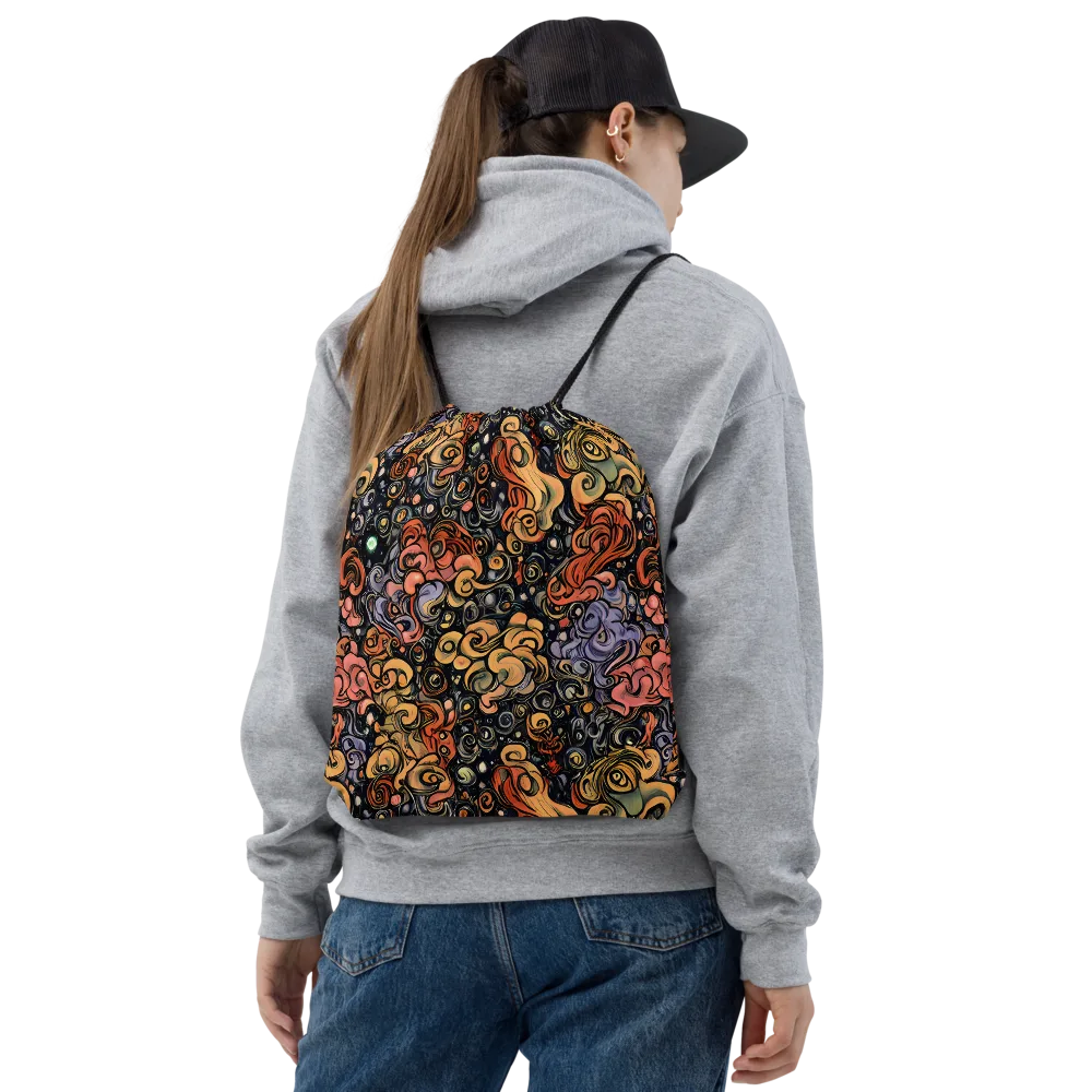 Psychedelic Brocade on Drawstring Bag — Front