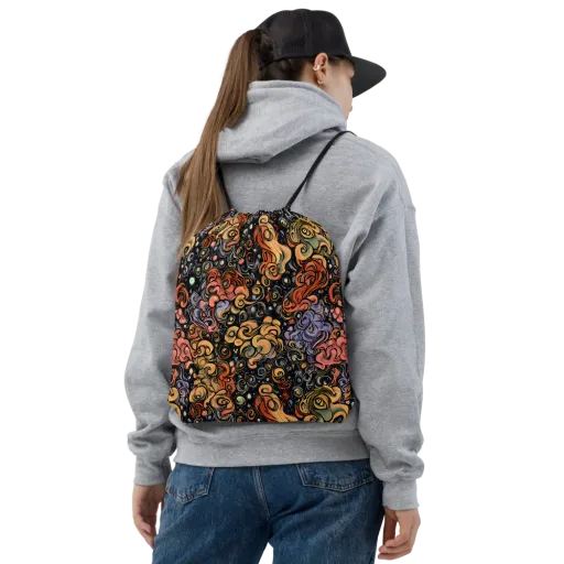 Psychedelic Brocade on a Drawstring Bag