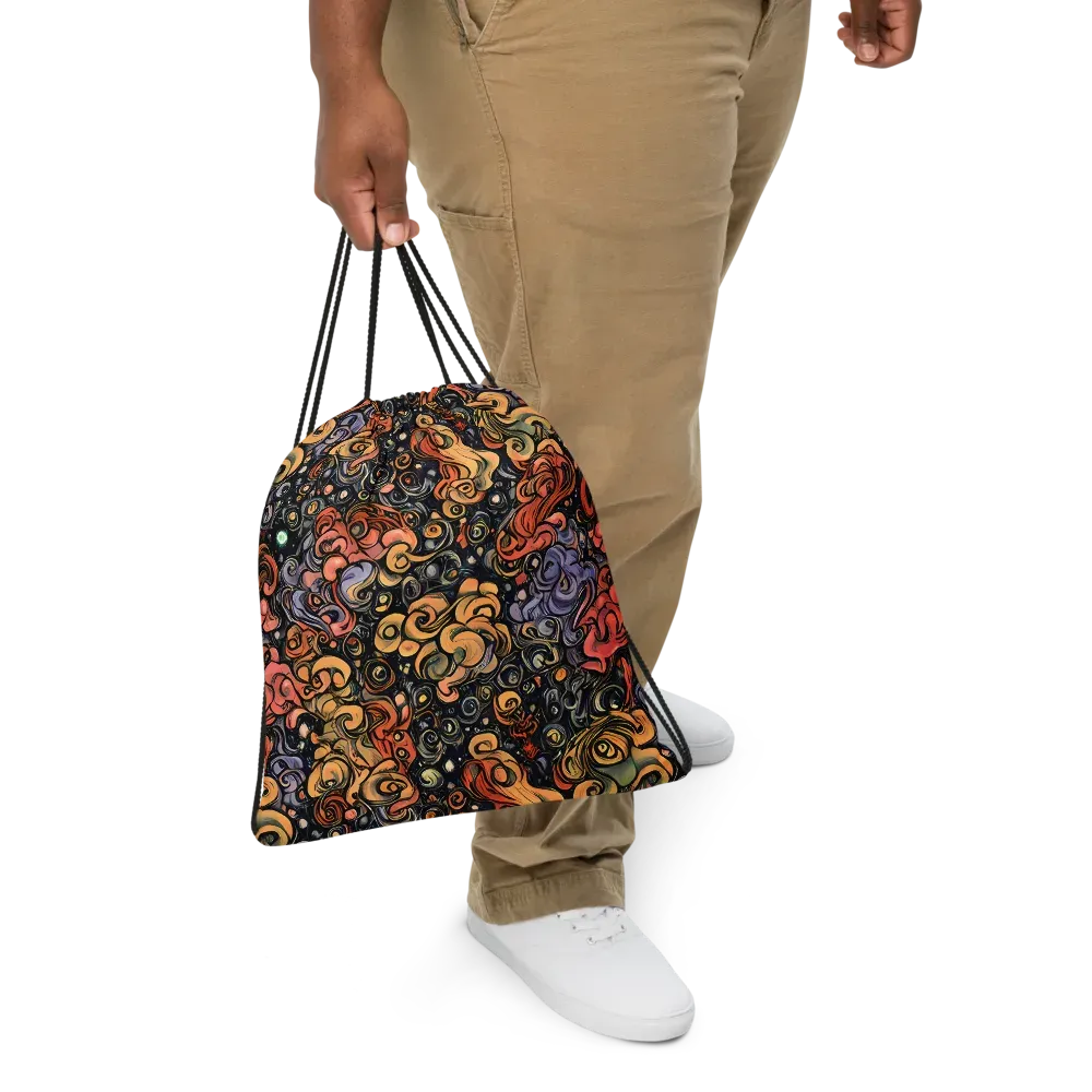 Psychedelic Brocade on Drawstring Bag — Front