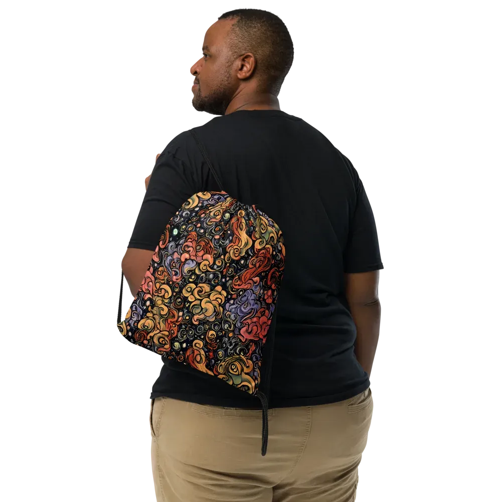 Psychedelic Brocade on Drawstring Bag — Front