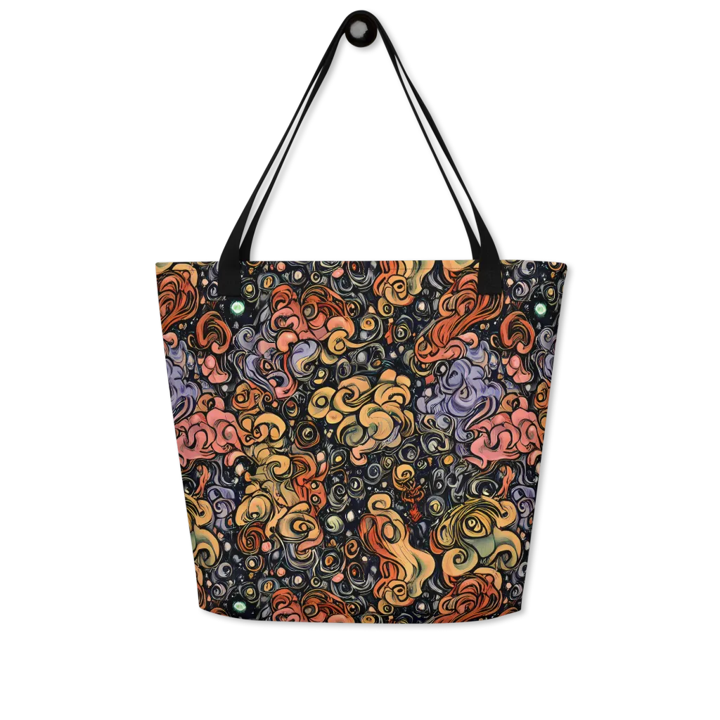 Psychedelic Brocade on Large Tote Bag W/ Pocket — Front