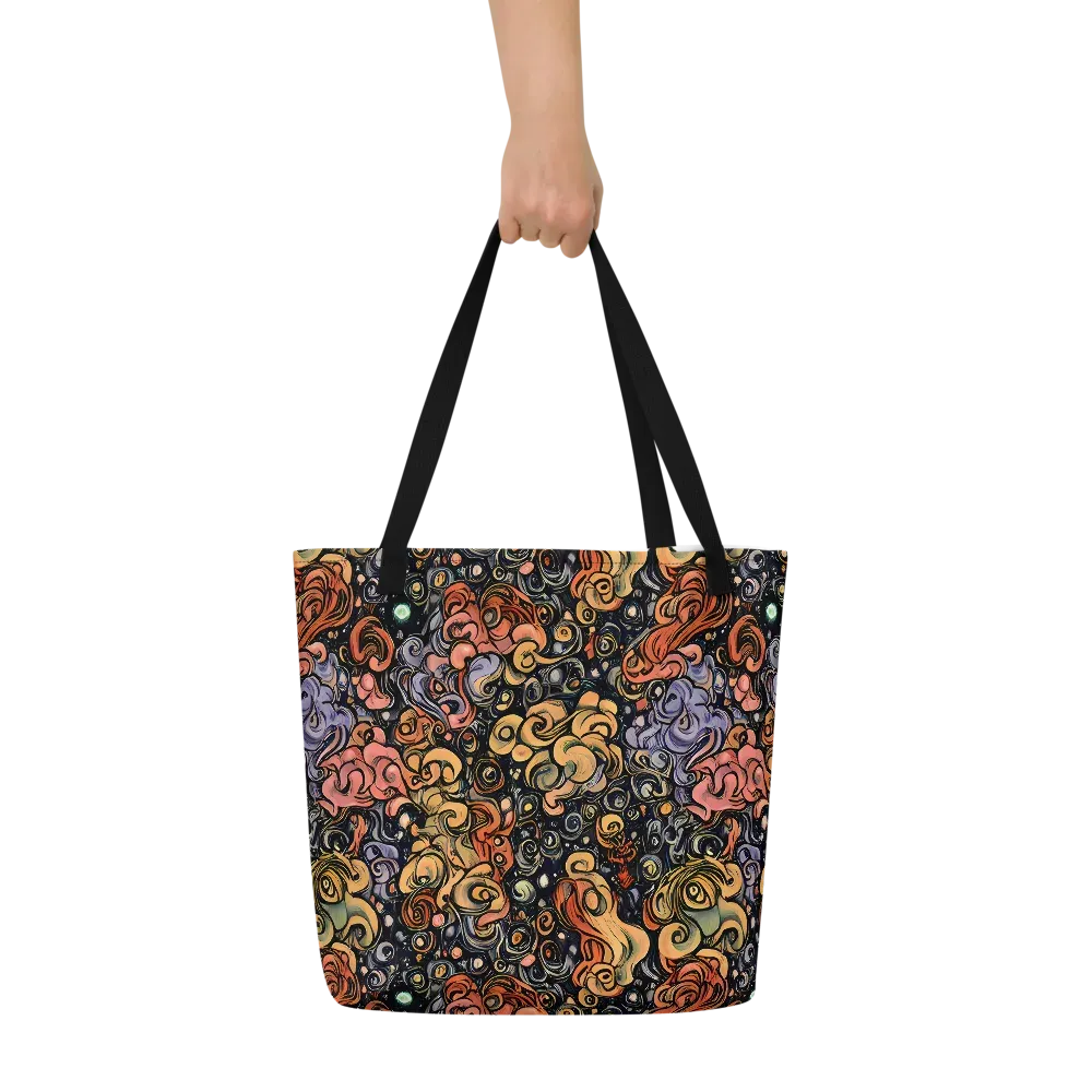 Psychedelic Brocade on Large Tote Bag W/ Pocket — Front