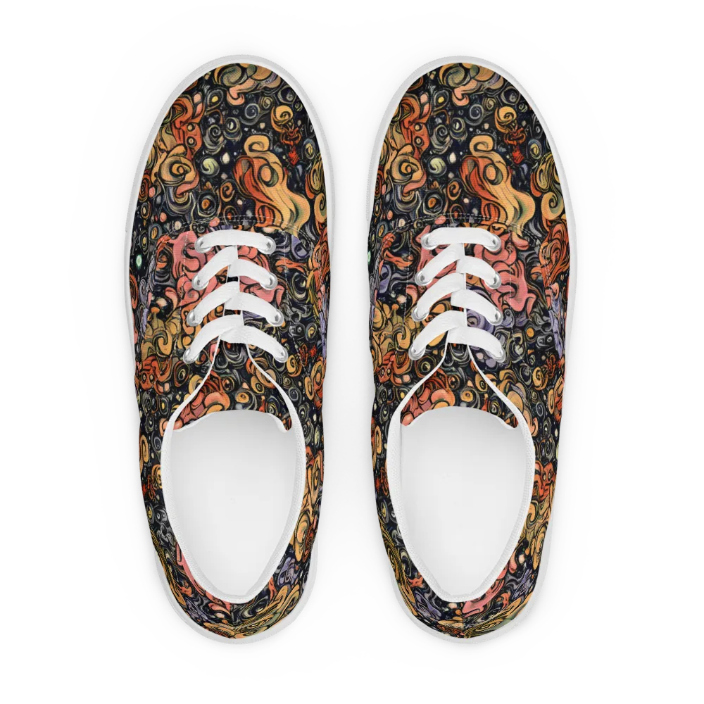 Psychedelic Brocade on Men's Lace-Up Canvas Shoes — Front