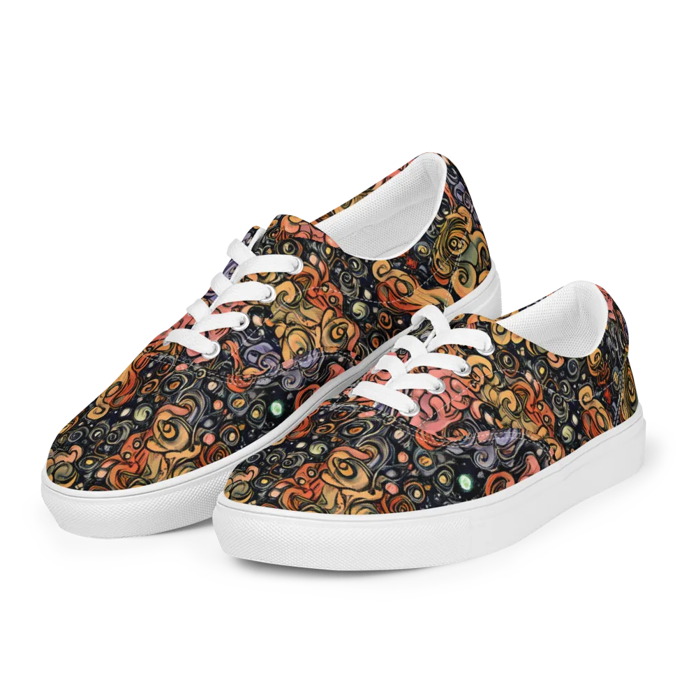 Psychedelic Brocade on Men's Lace-Up Canvas Shoes — Left Front