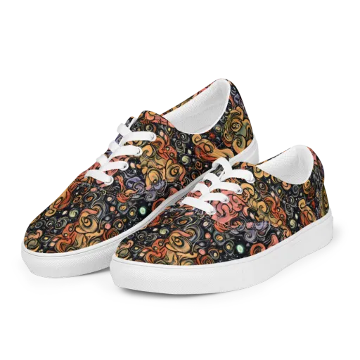Psychedelic Brocade on a Men's Lace-Up Canvas Shoes