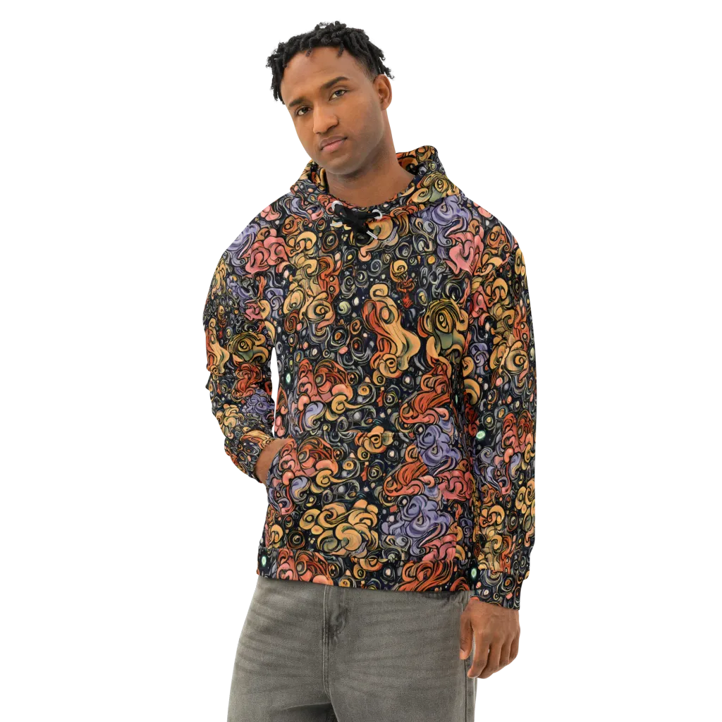 Psychedelic Brocade on Cotton Hoodie — Left Front