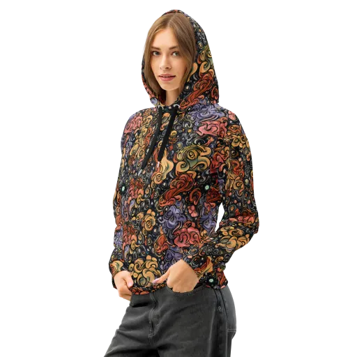 Psychedelic Brocade on a Cotton Hoodie