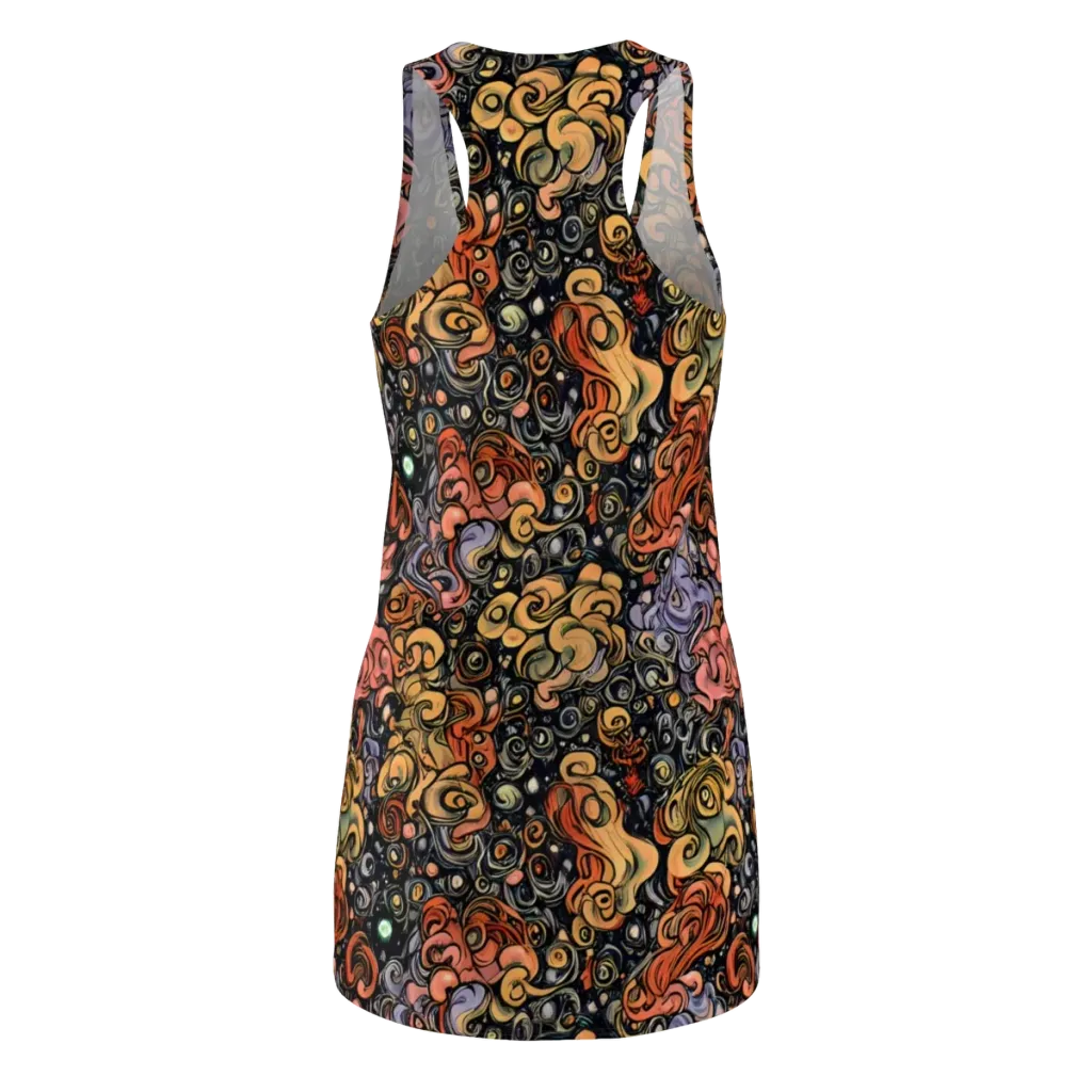 Psychedelic Brocade on Racerback Dress — Back