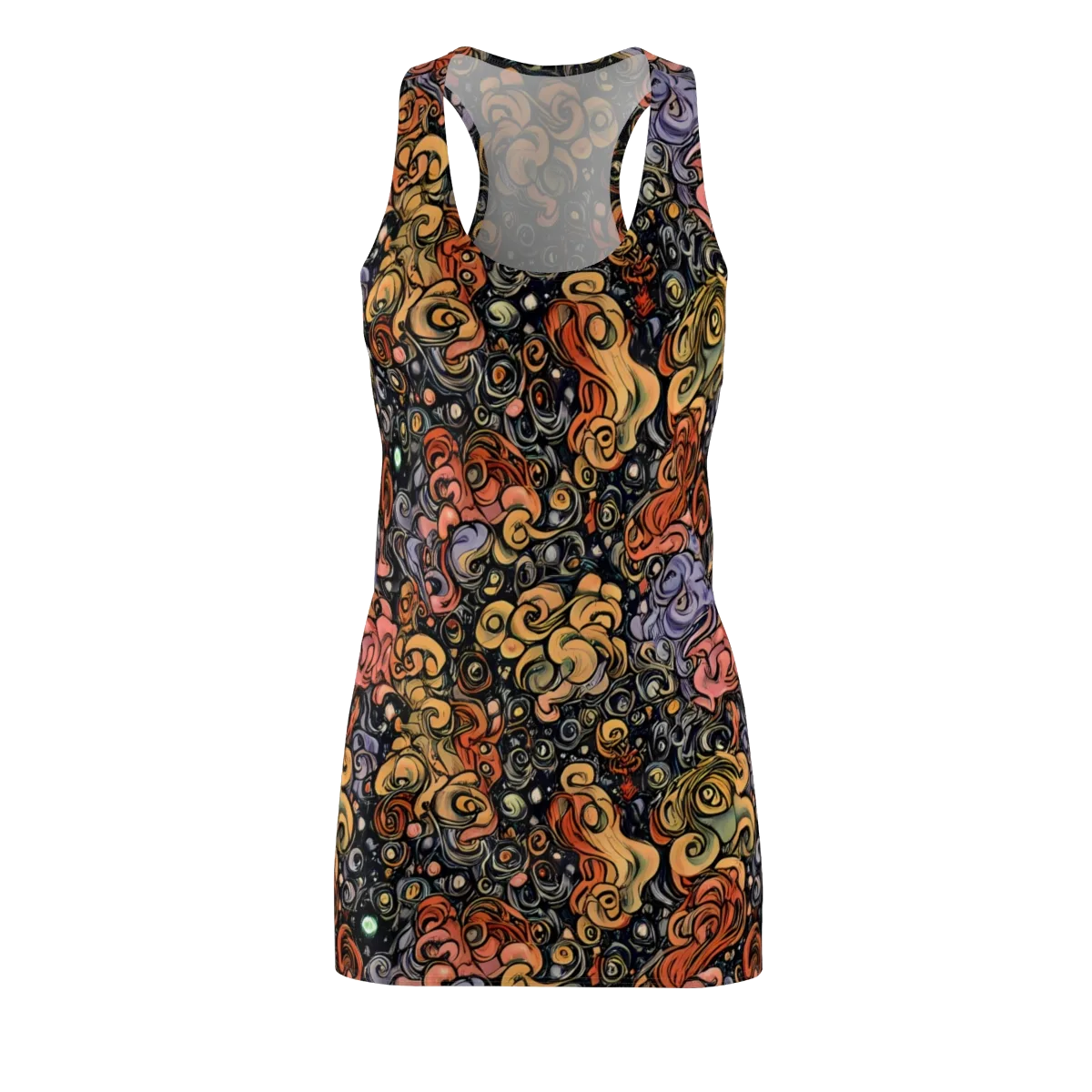 Psychedelic Brocade on Racerback Dress — Front