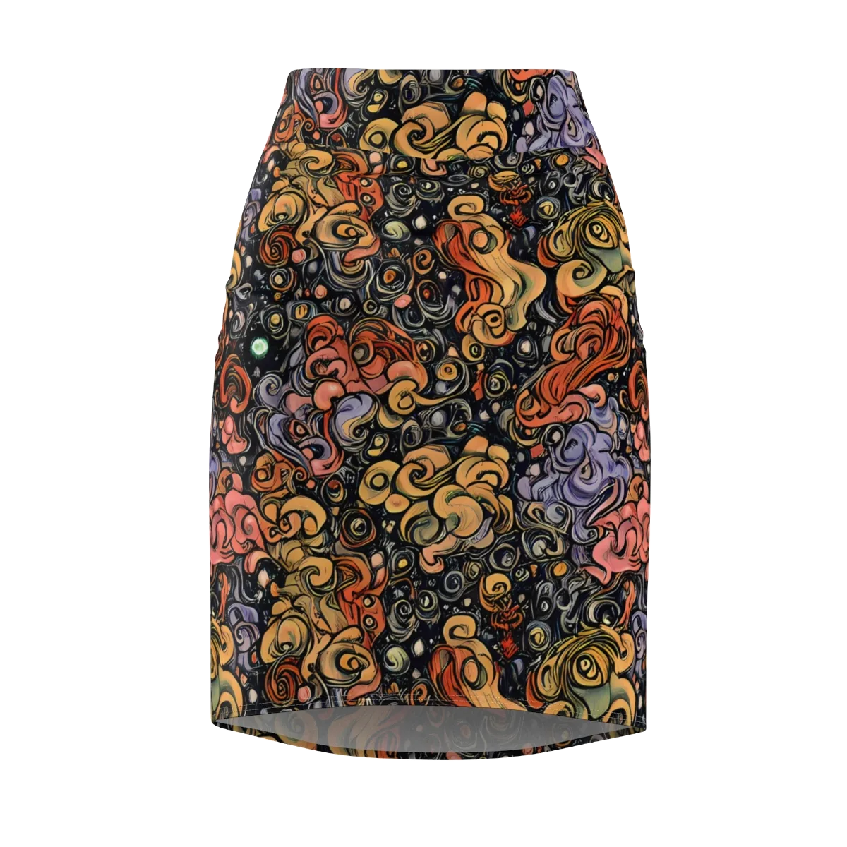 Psychedelic Brocade on Pencil Skirt — Front