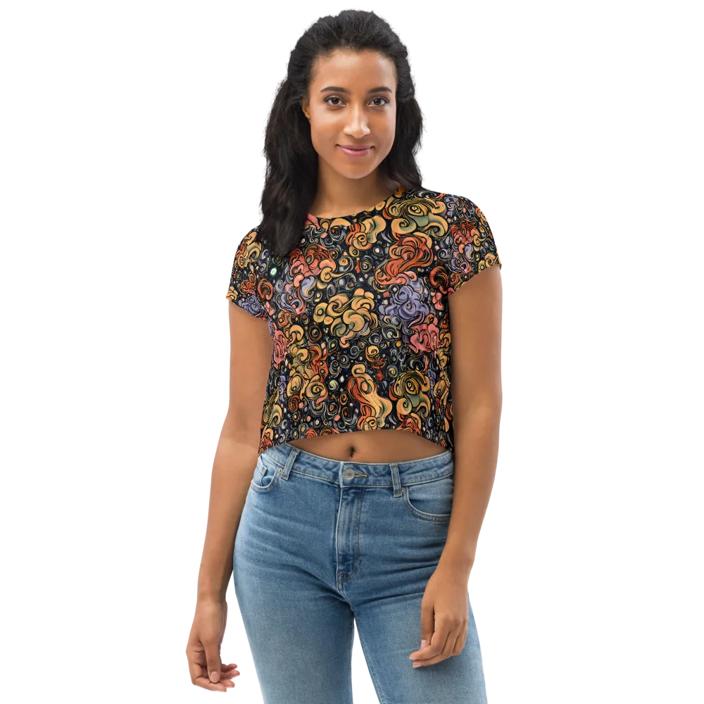 Psychedelic Brocade on Crop Tee — Front