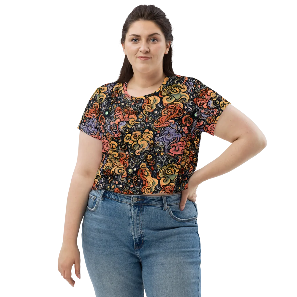 Psychedelic Brocade on Crop Tee — Front