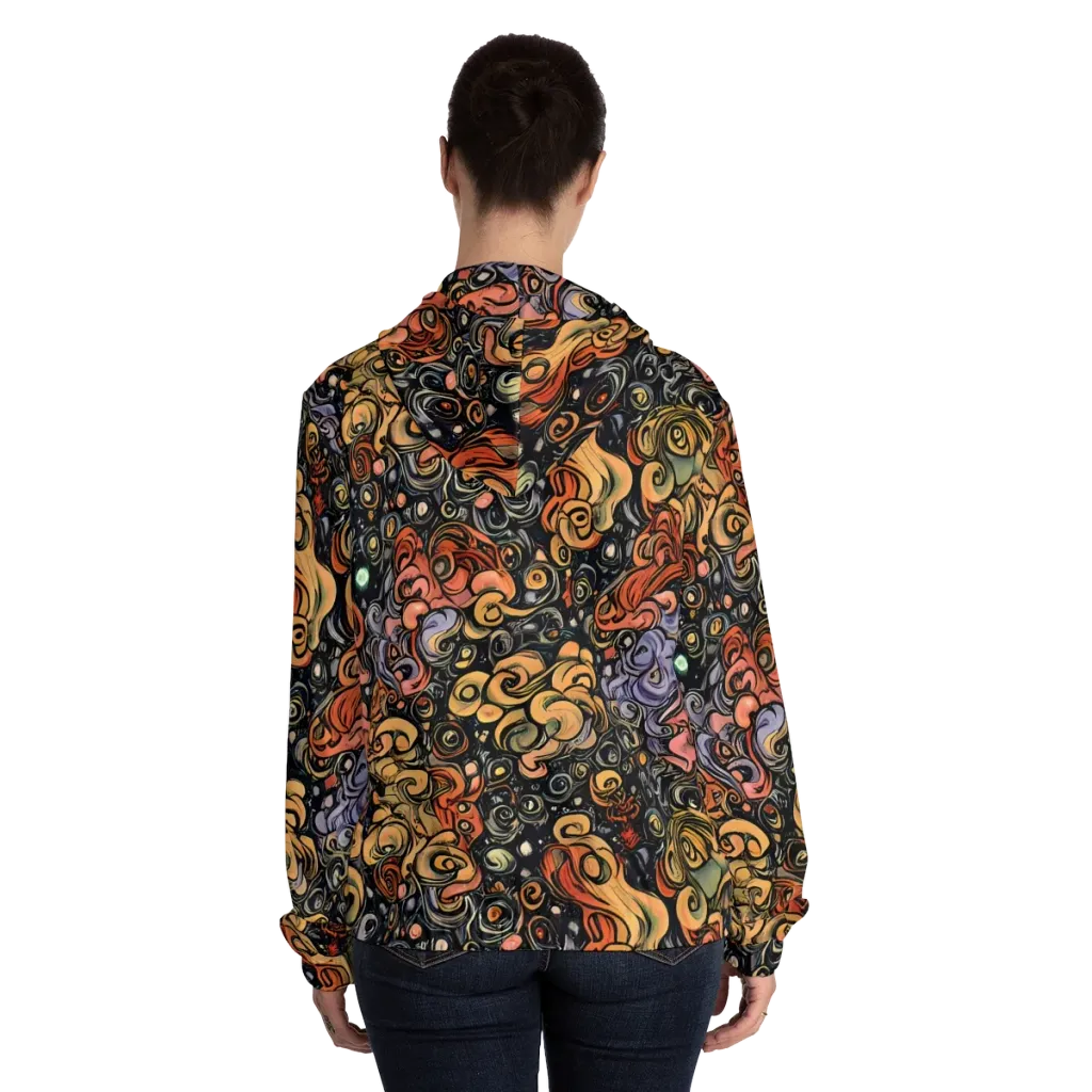 Psychedelic Brocade on Women's Full-Zip Hoodie — Back On Person