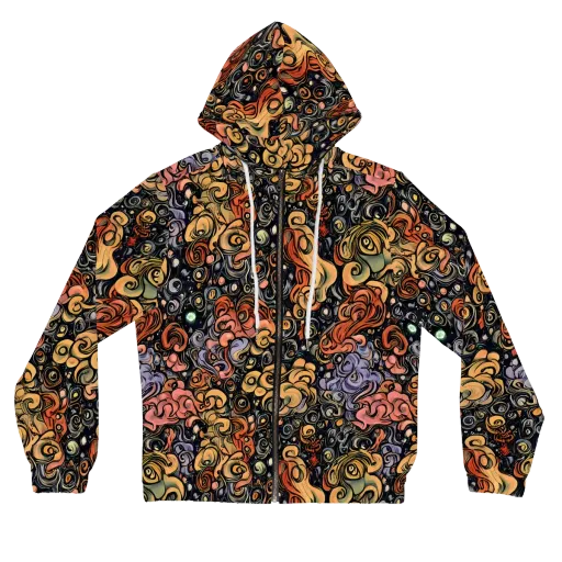 Psychedelic Brocade on a Women's Full-Zip Hoodie