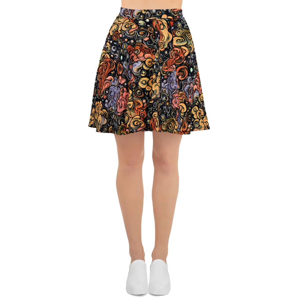 Psychedelic Brocade on Skater Skirt — Front
