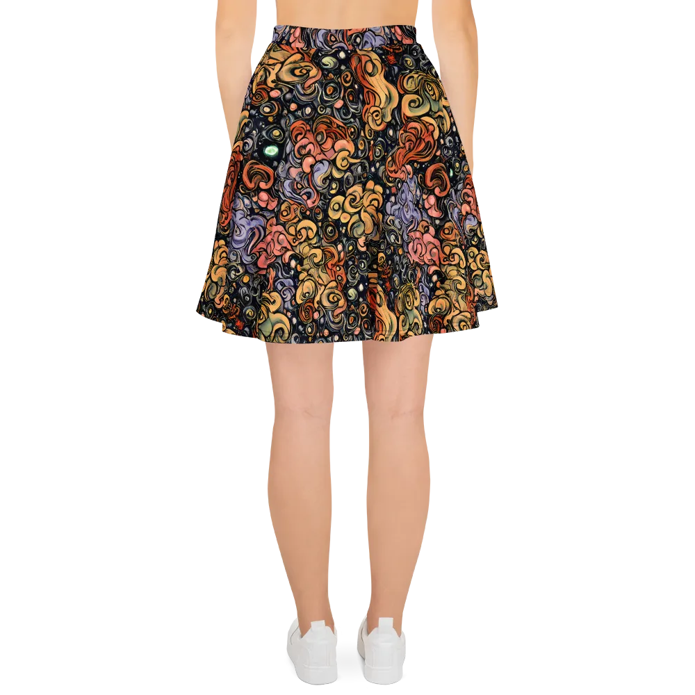 Psychedelic Brocade on Skater Skirt — Back