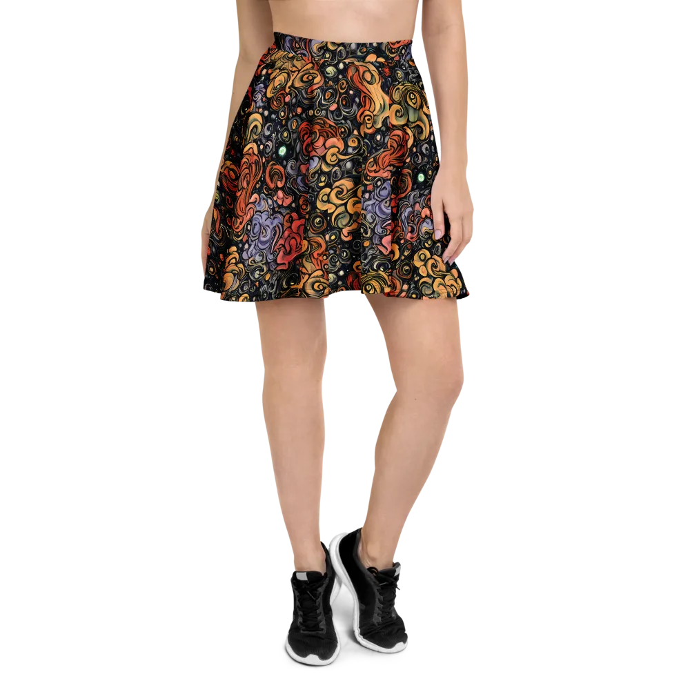 Psychedelic Brocade on Skater Skirt — Front