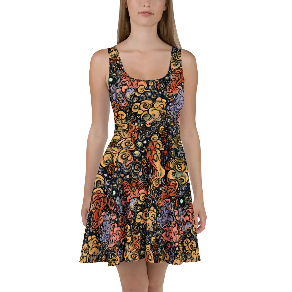 Psychedelic Brocade on Skater Dress — Front