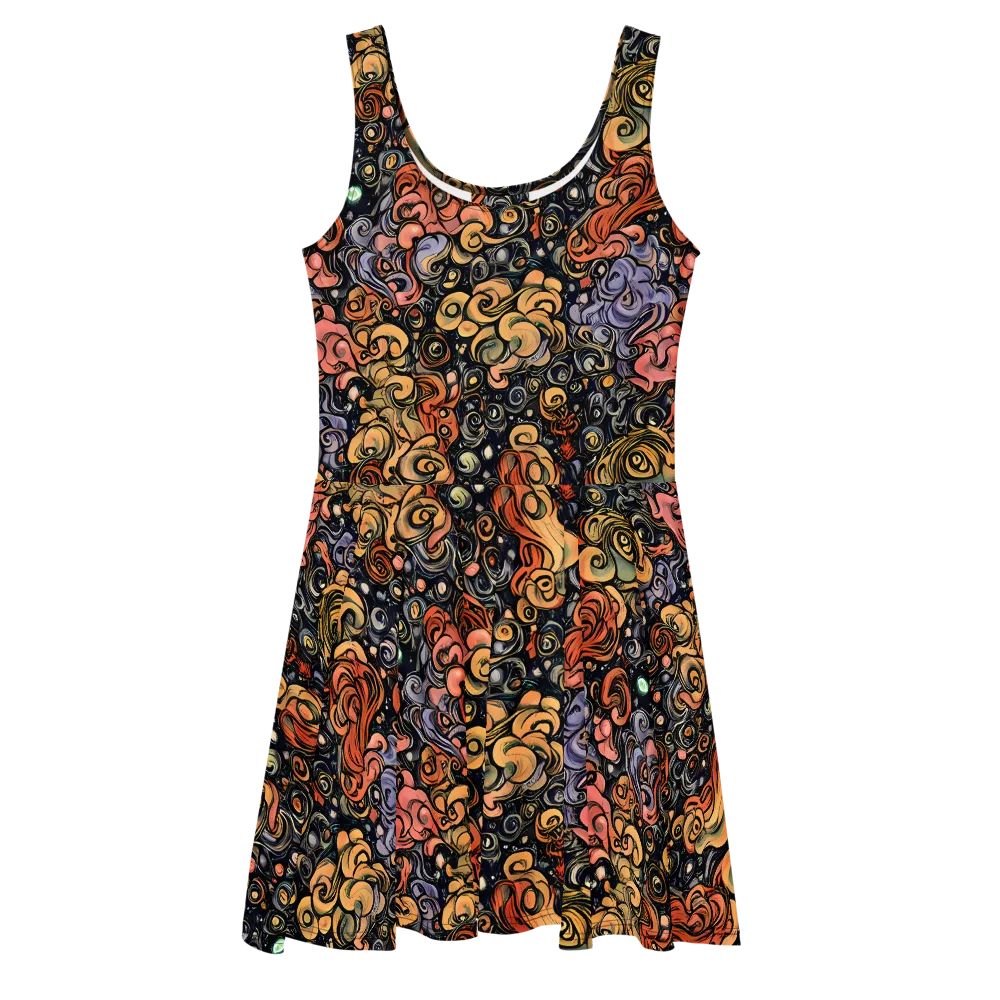 Psychedelic Brocade on Skater Dress — Front