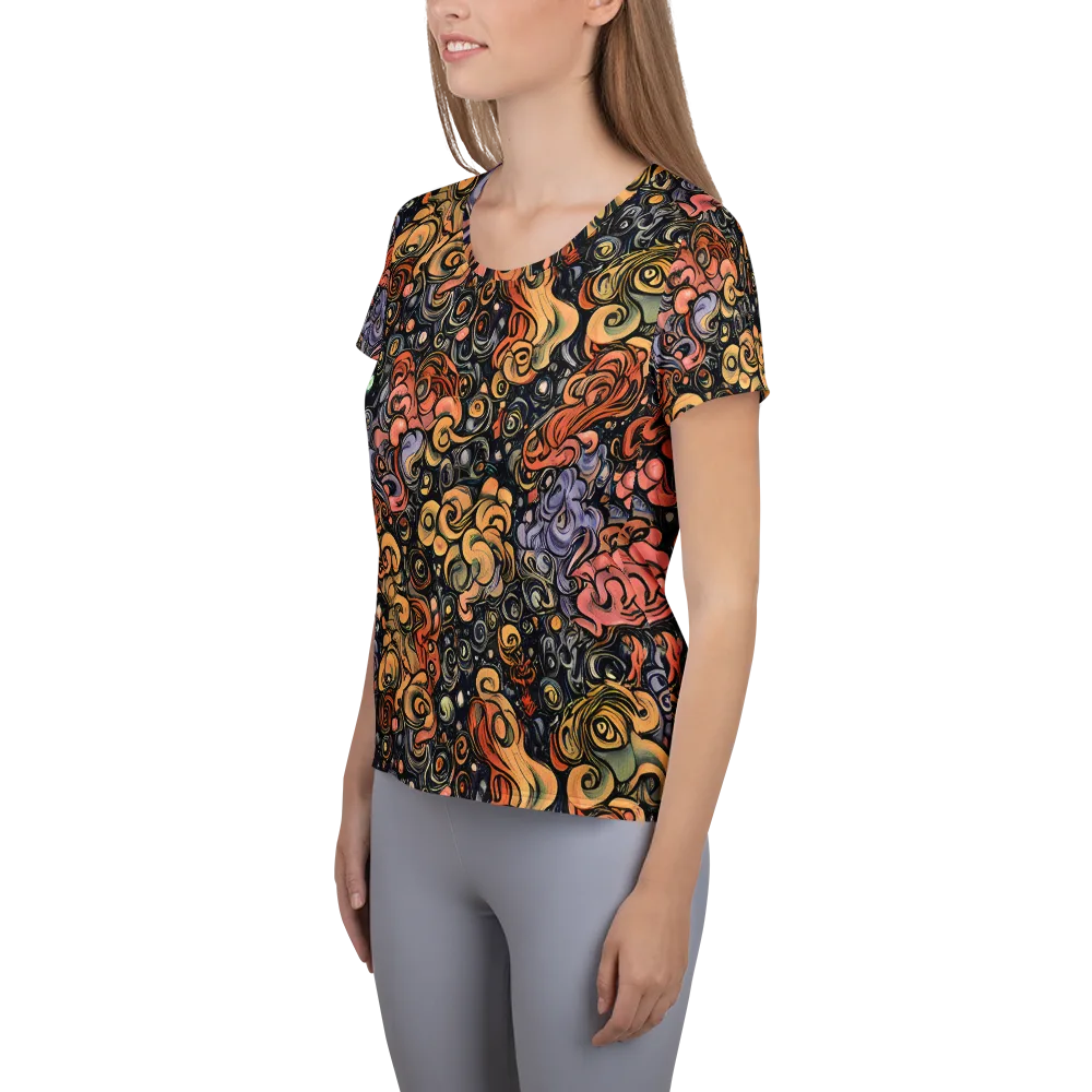 Psychedelic Brocade on Women's Athletic T-Shirt — Left