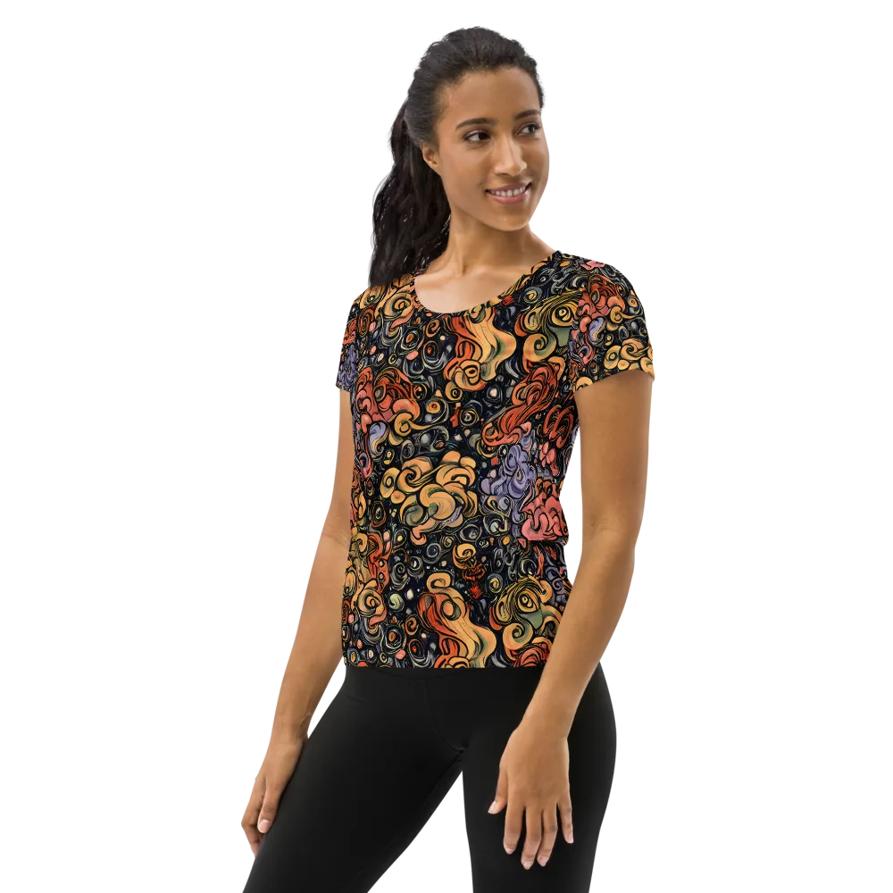 Psychedelic Brocade on Women's Athletic T-Shirt — Left