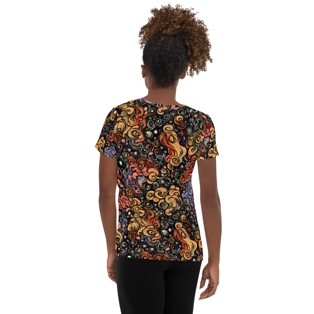 Psychedelic Brocade on Women's Athletic T-Shirt — Back