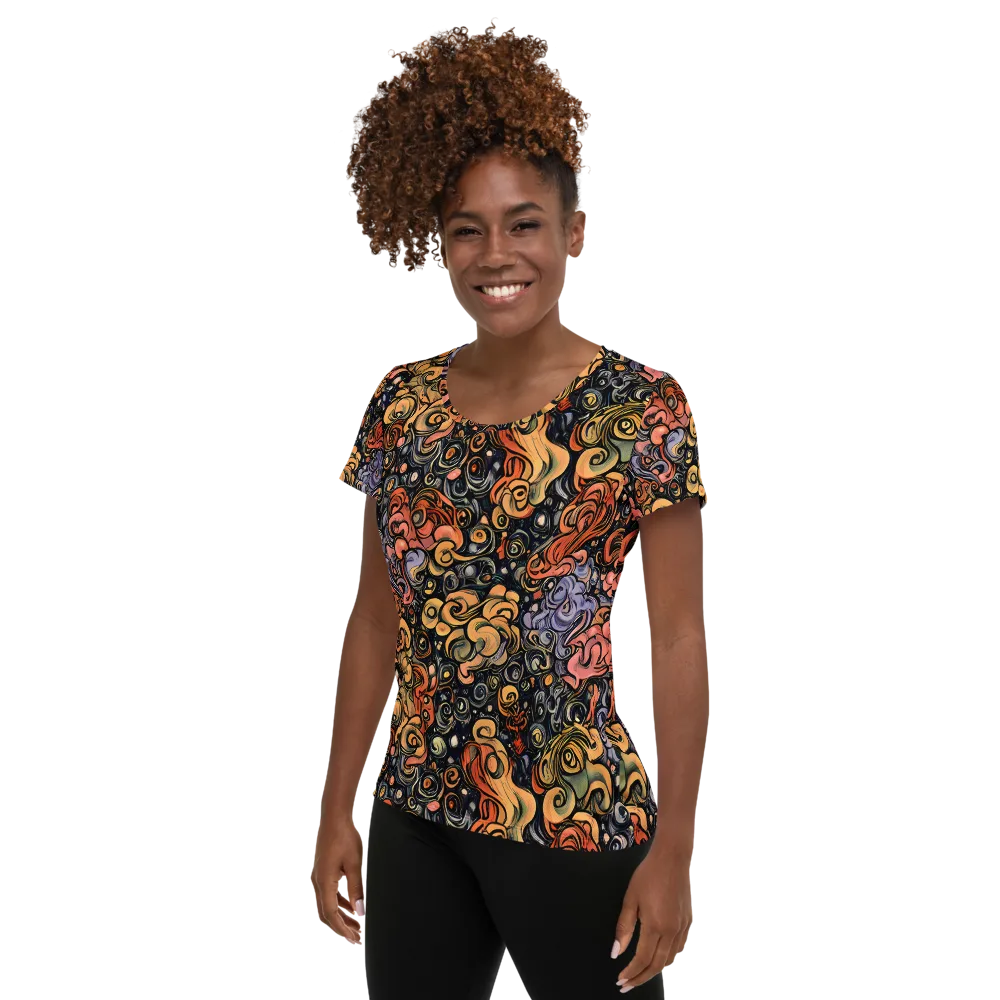 Psychedelic Brocade on Women's Athletic T-Shirt — Left
