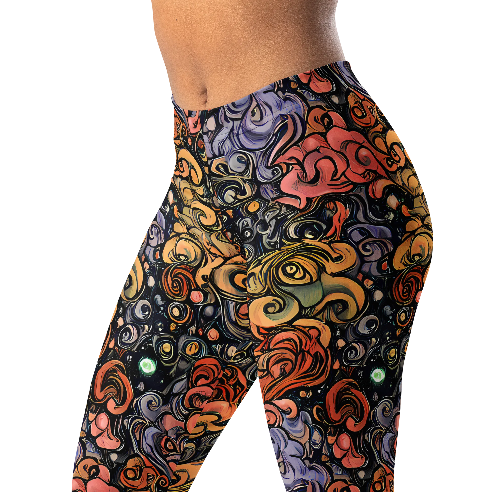 Psychedelic Brocade on Leggings — Left Front