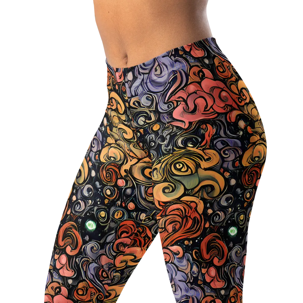 Psychedelic Brocade on Leggings — Left Front