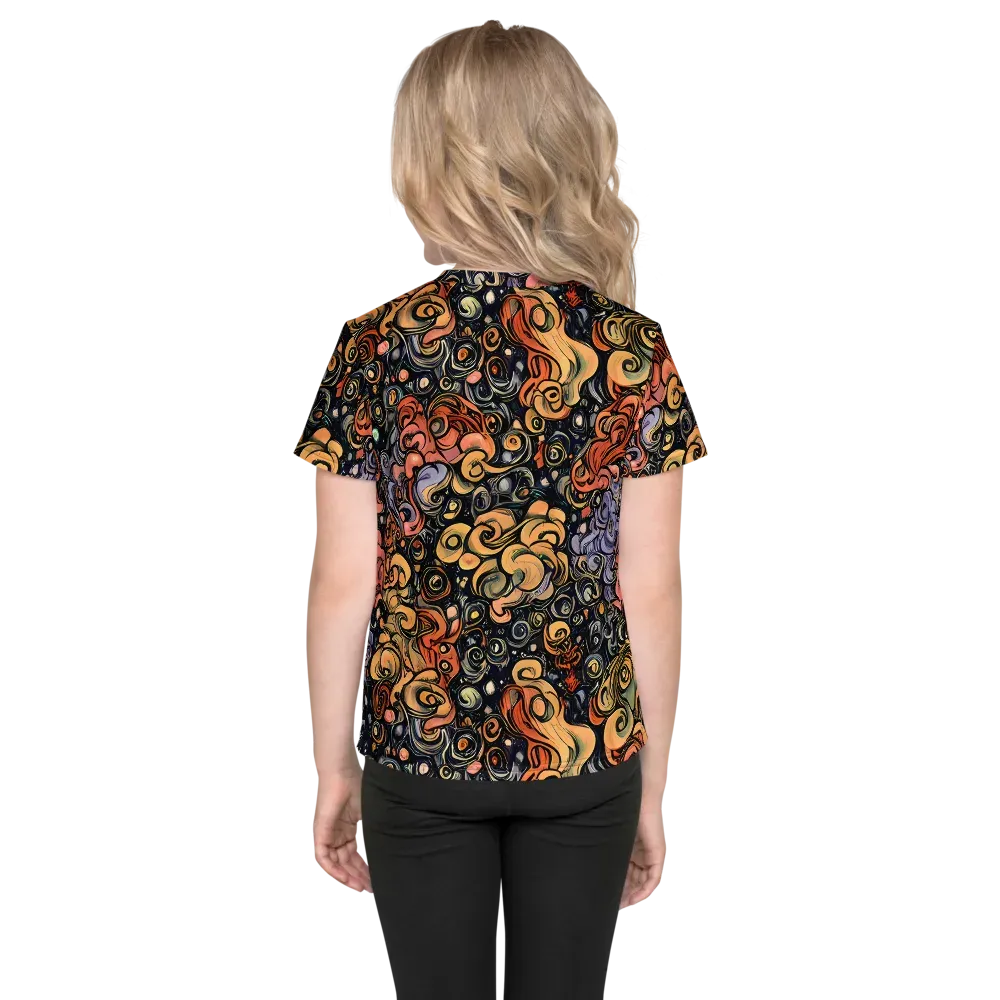 Psychedelic Brocade on Kids Crew Neck T-Shirt — Back