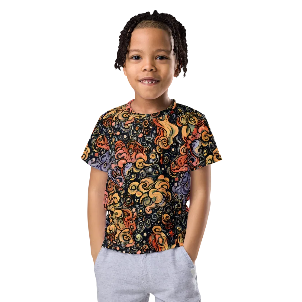 Psychedelic Brocade on Kids Crew Neck T-Shirt — Front